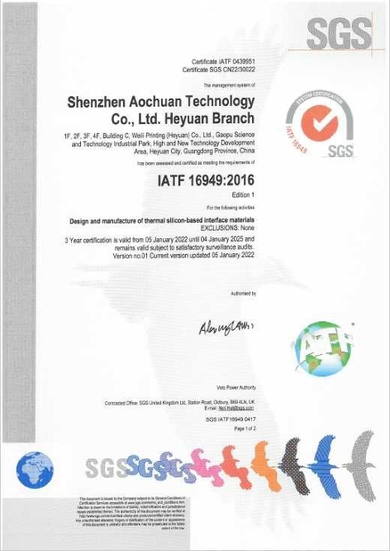 Китай Shenzhen Aochuan Technology Co., Ltd Сертификаты